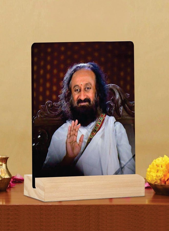 Giftplease Sri Sri Ravi Shankar ji Tabletop Photo Frame with Wooden Stand | Desk Frame for Home & Office D cor | Spiritual & Inspirational Gift | Elegant Display Frame for Pictures GMP_72 - Image 5
